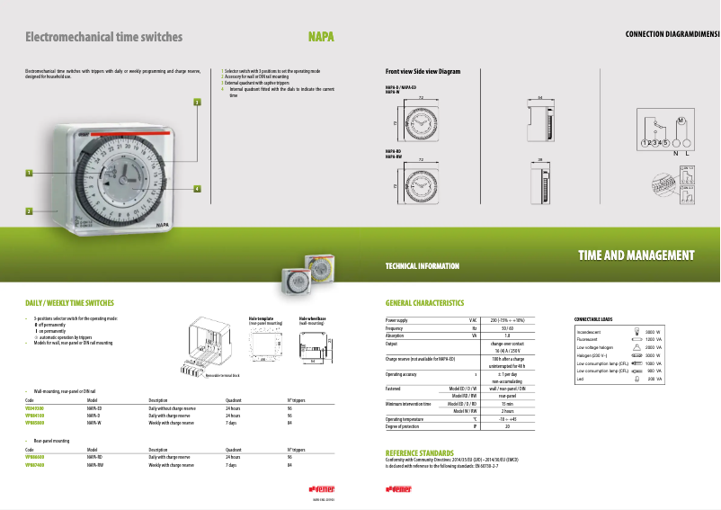 Page 1 de la notice Fiche technique Vemer NAPA-RD