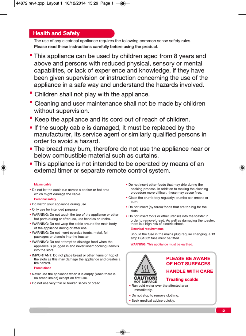 Page 1 de la notice Manuel utilisateur Morphy Richards Elipta 44872