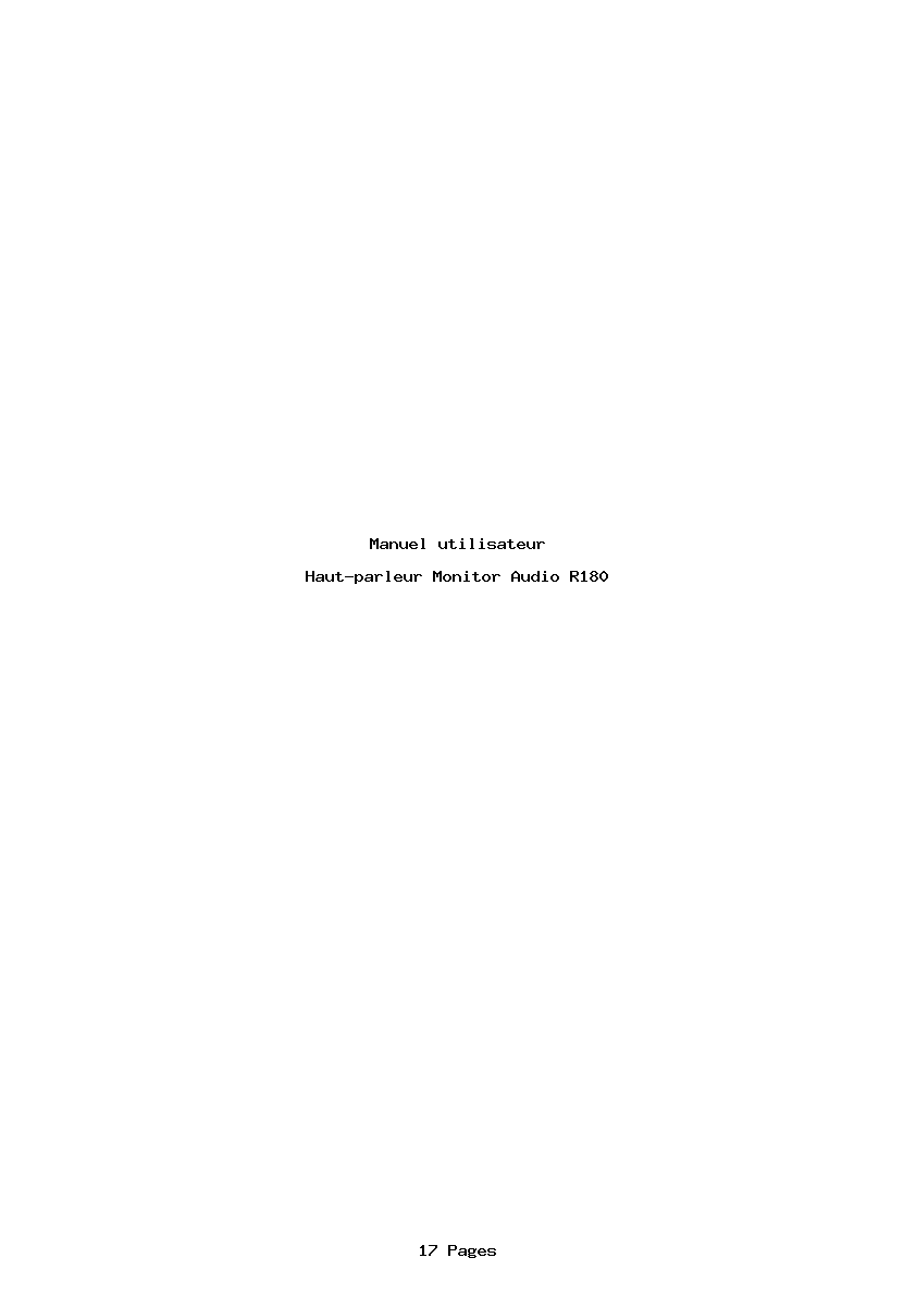 Page 1 de la notice Manuel utilisateur Monitor Audio R180