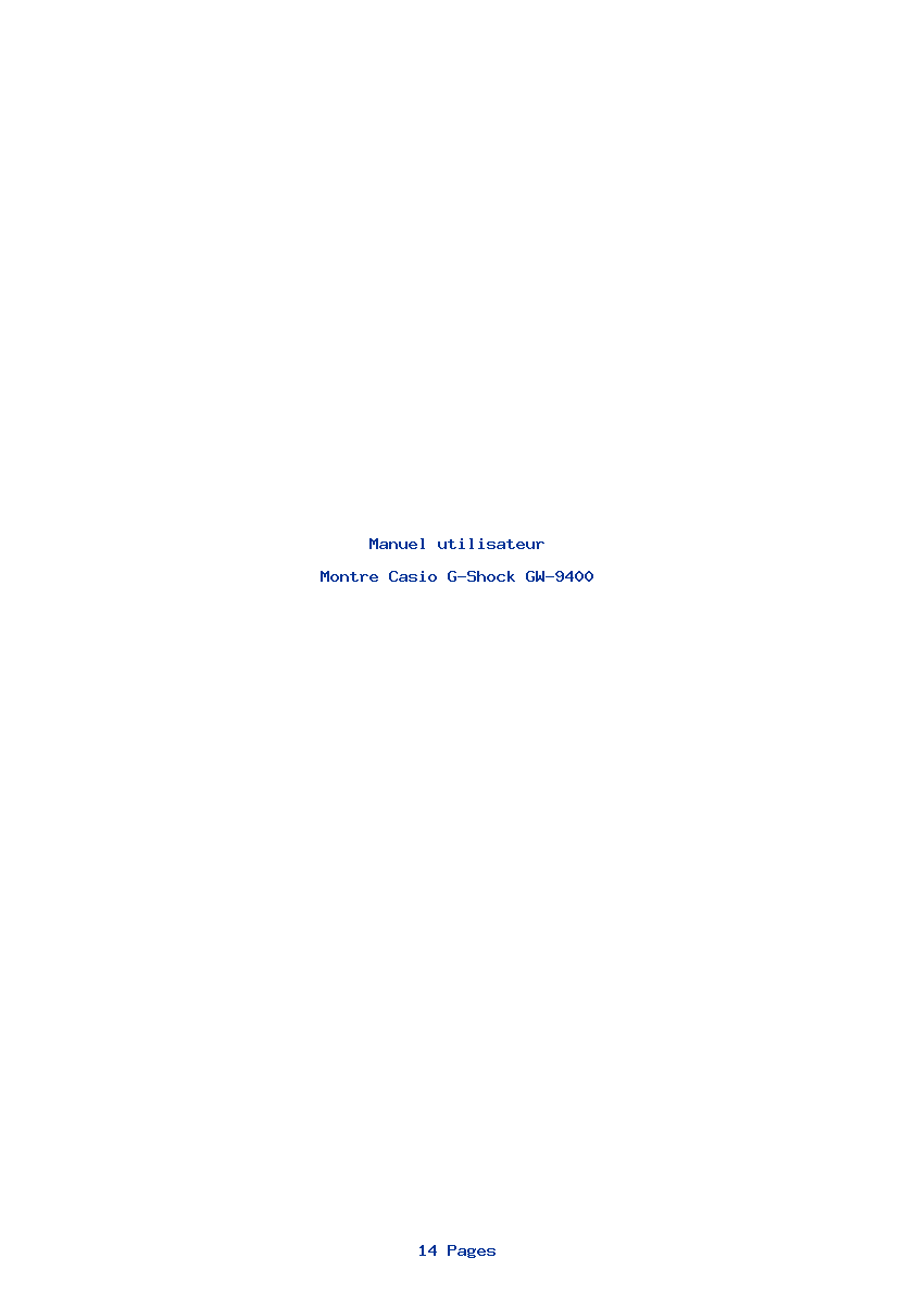 Page 1 de la notice Manuel utilisateur Casio G-Shock GW-9400