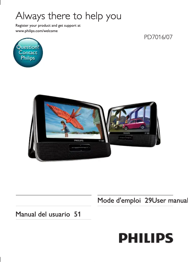 Page n°1 - Manuel utilisateur Philips PD7016