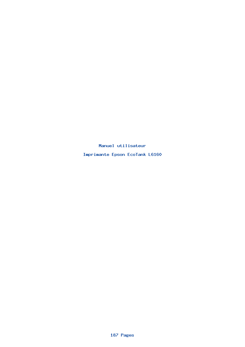 Page 1 de la notice Manuel utilisateur Epson EcoTank L6160