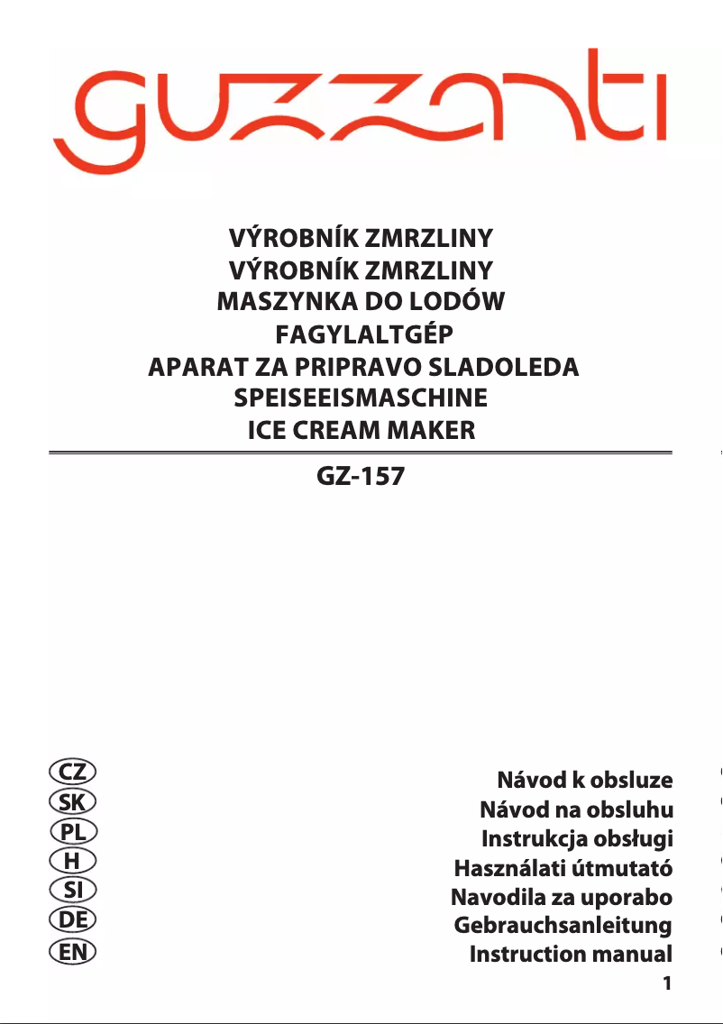 Page 1 de la notice Manuel utilisateur Guzzanti GZ-157