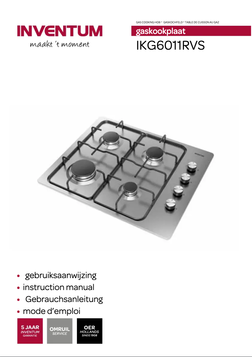 Page 1 de la notice Manuel utilisateur Inventum IKG6011RVS