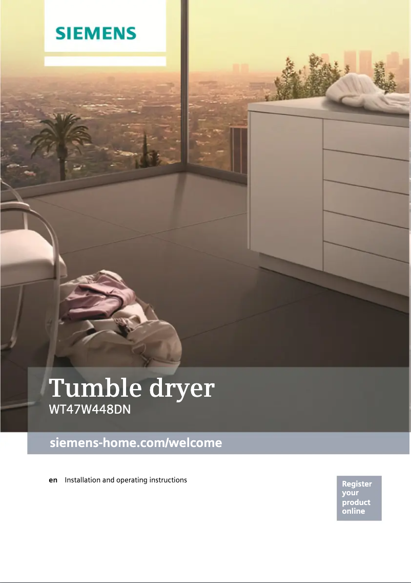 Página 1 del manual Guía de instalación Siemens WT47W448DN