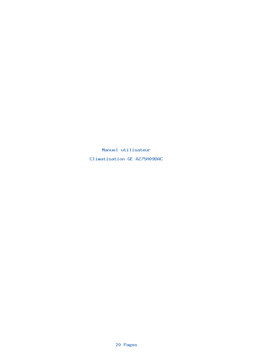 Page 1 de la notice Manuel utilisateur GE AZ75H09DAC