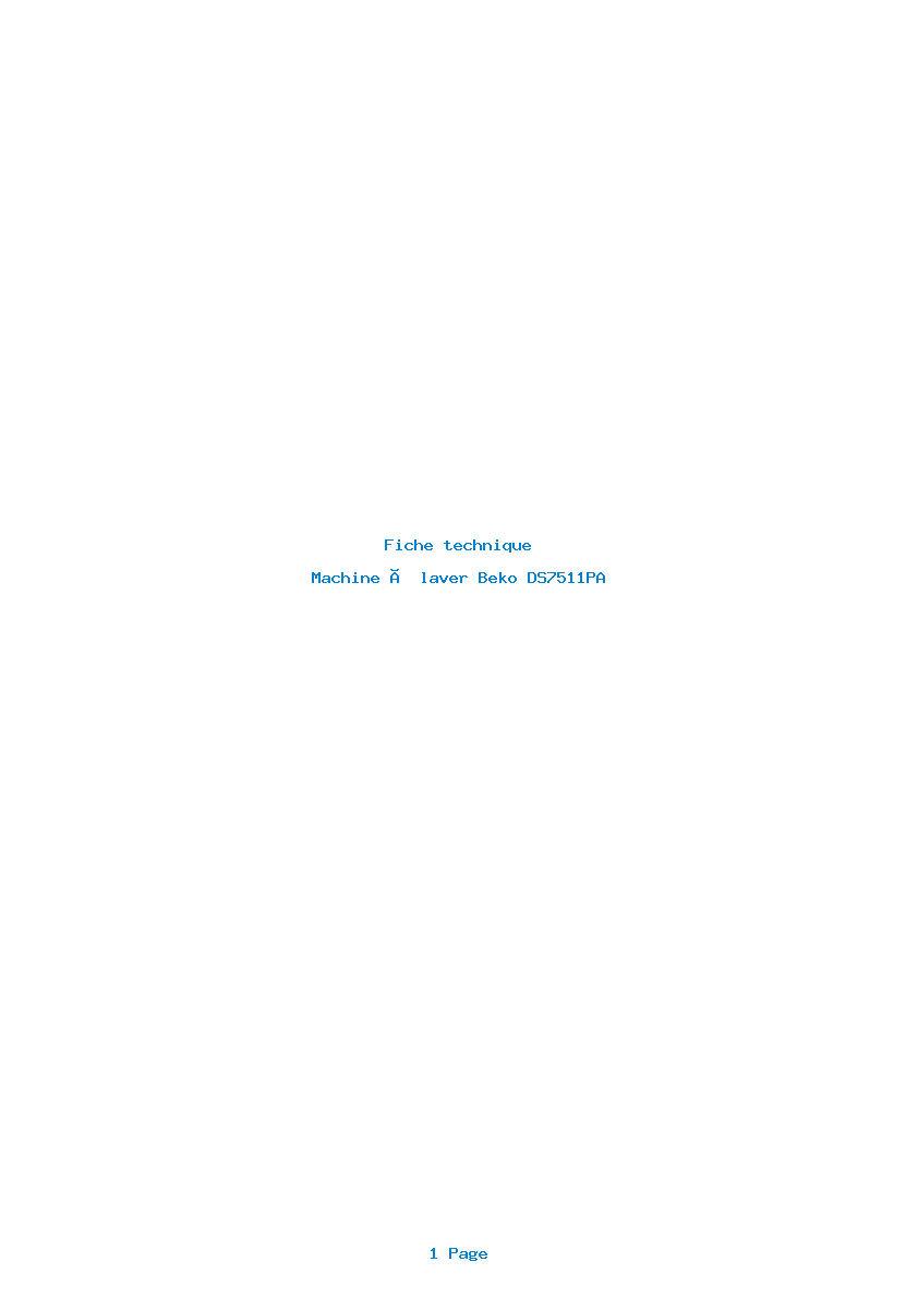 Page 1 de la notice Fiche technique Beko DS7511PA