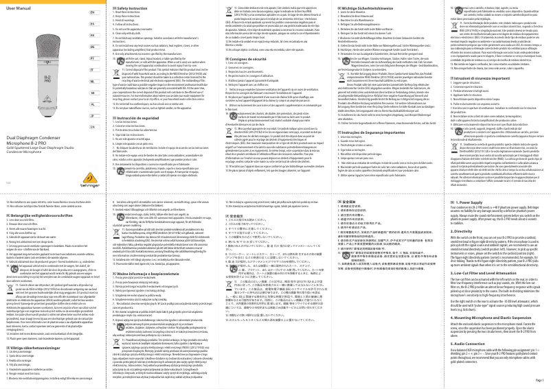 Página 1 del manual Manual de usuario Behringer B-2 Pro