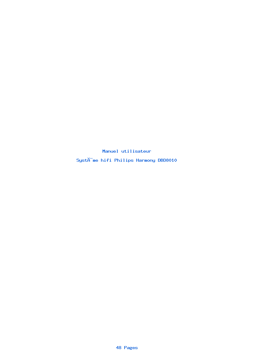 Page 1 de la notice Manuel utilisateur Philips Harmony DBD8010