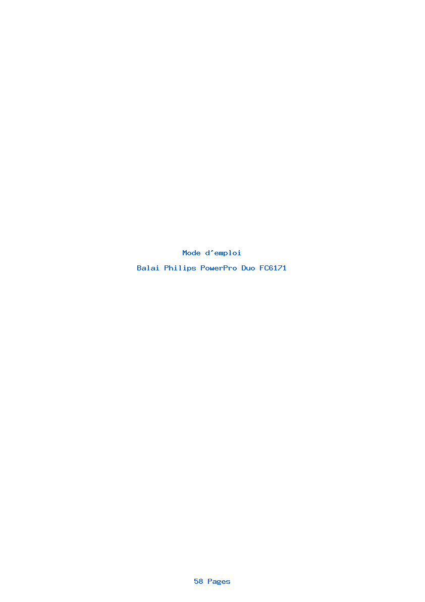 Page 1 de la notice Mode d'emploi Philips PowerPro Duo FC6171
