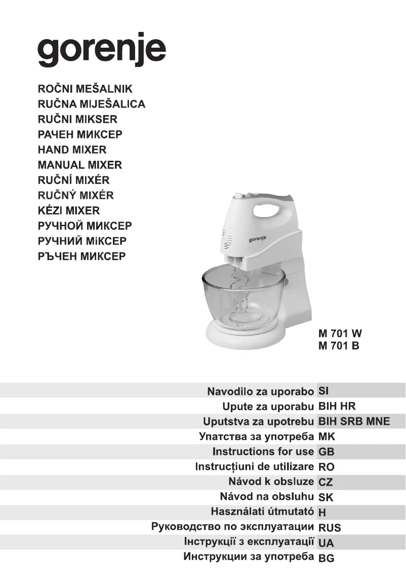 Page n°1 - Manuel utilisateur Gorenje M701W