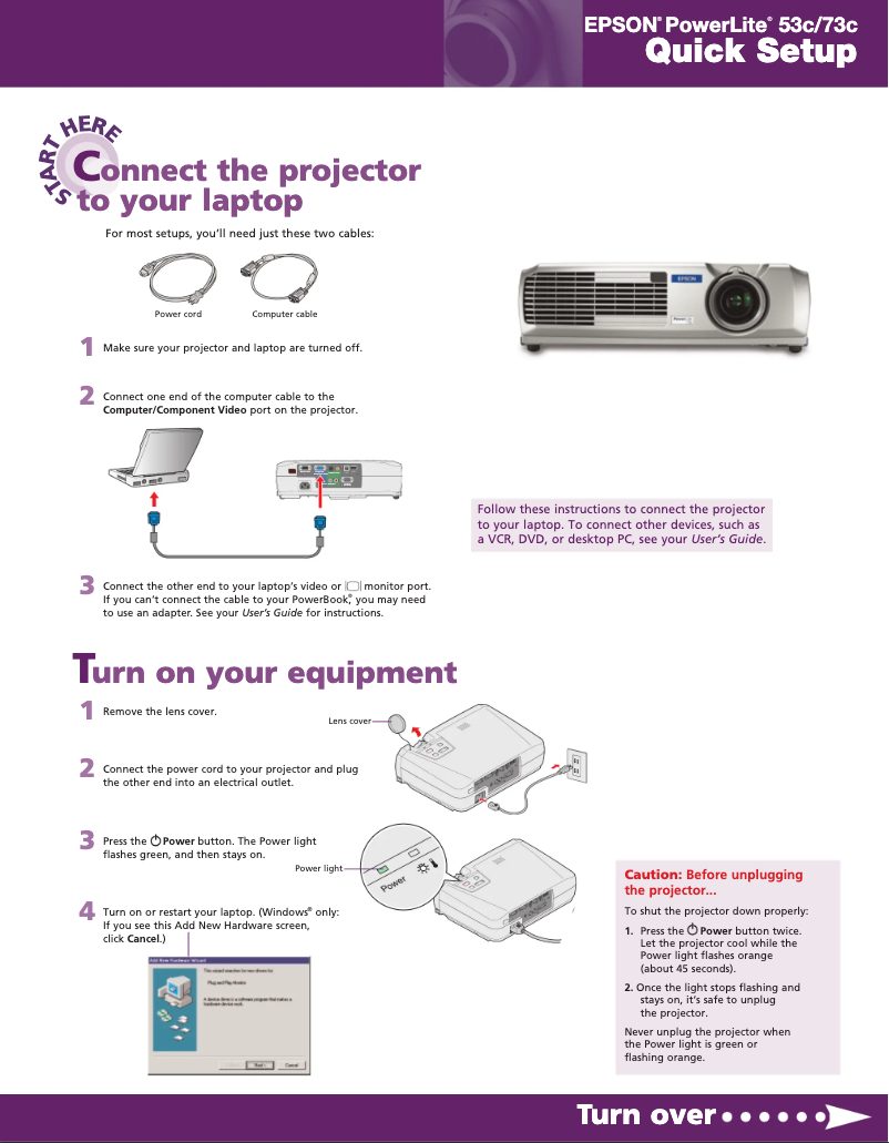 Página 1 del manual Manual de usuario Epson PowerLite 53c