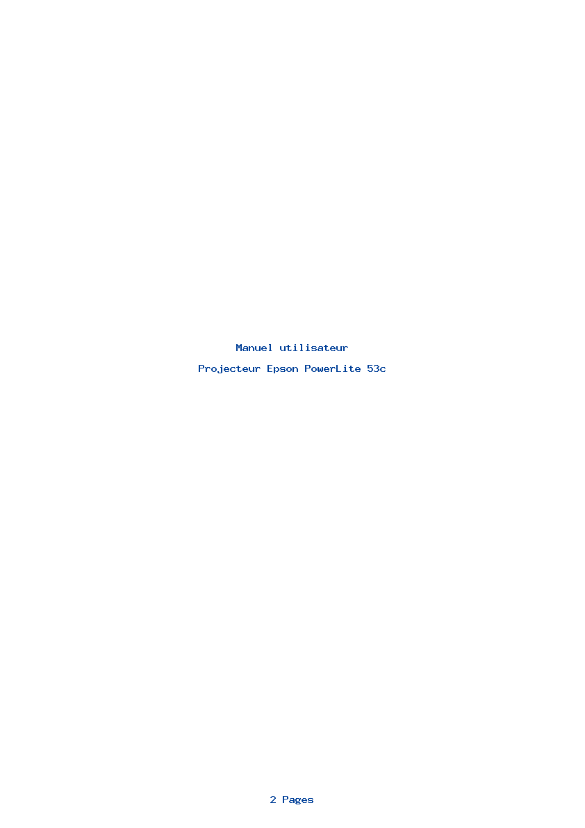Page 1 de la notice Manuel utilisateur Epson PowerLite 53c