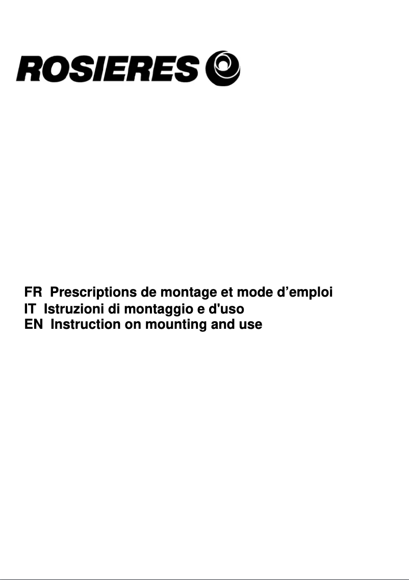 Page 1 de la notice Manuel utilisateur Rosieres RHC 626/1 RB