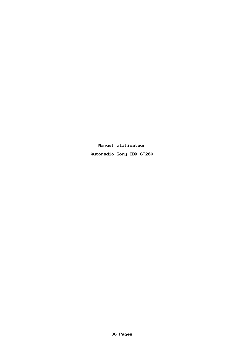 Page 1 de la notice Manuel utilisateur Sony CDX-GT280