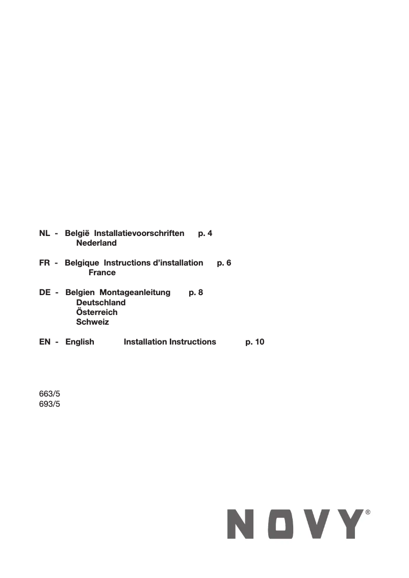 Page 1 de la notice Guide d'installation Novy 663