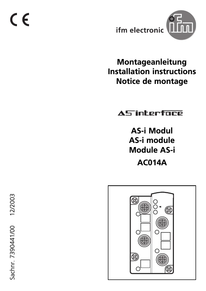 Page 1 de la notice Manuel utilisateur IFM AC014A