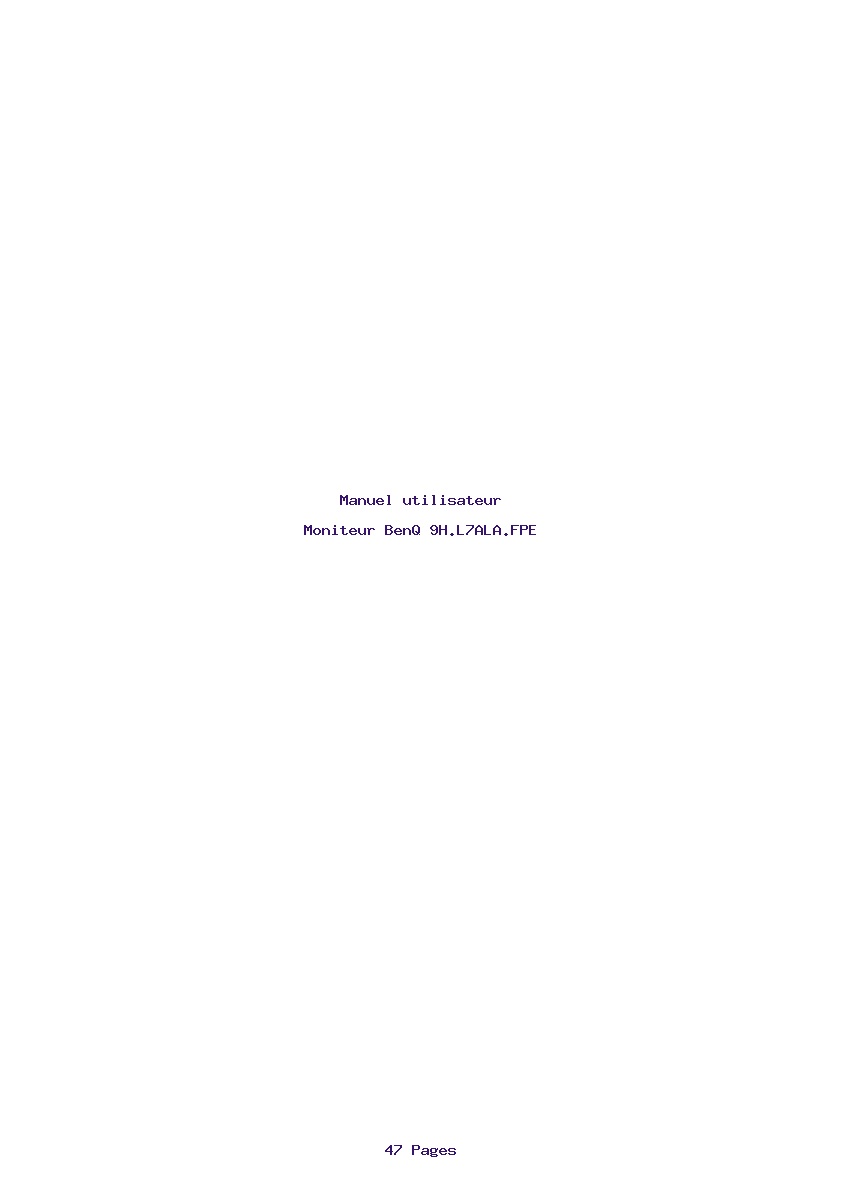 Page 1 de la notice Manuel utilisateur BenQ 9H.L7ALA.FPE