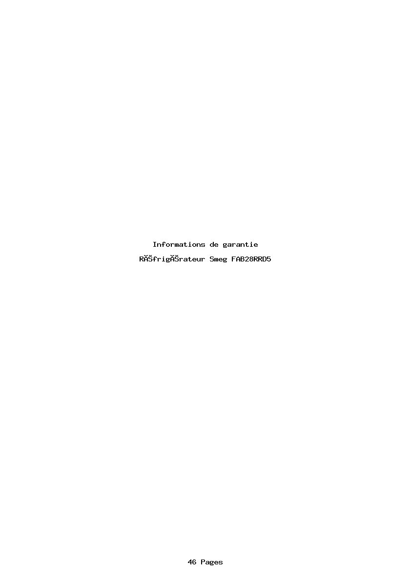 Page 1 de la notice Informations de garantie Smeg FAB28RRD5