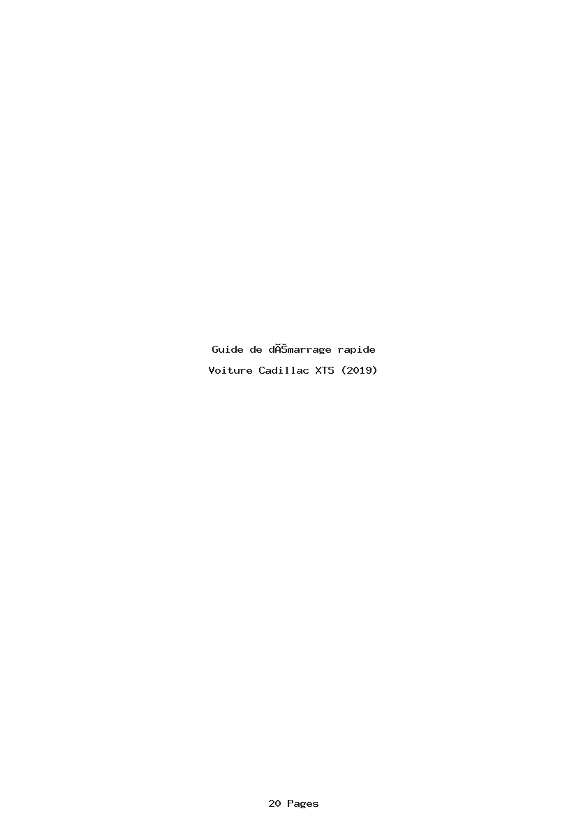 Page 1 de la notice Guide de démarrage rapide Cadillac XTS (2019)