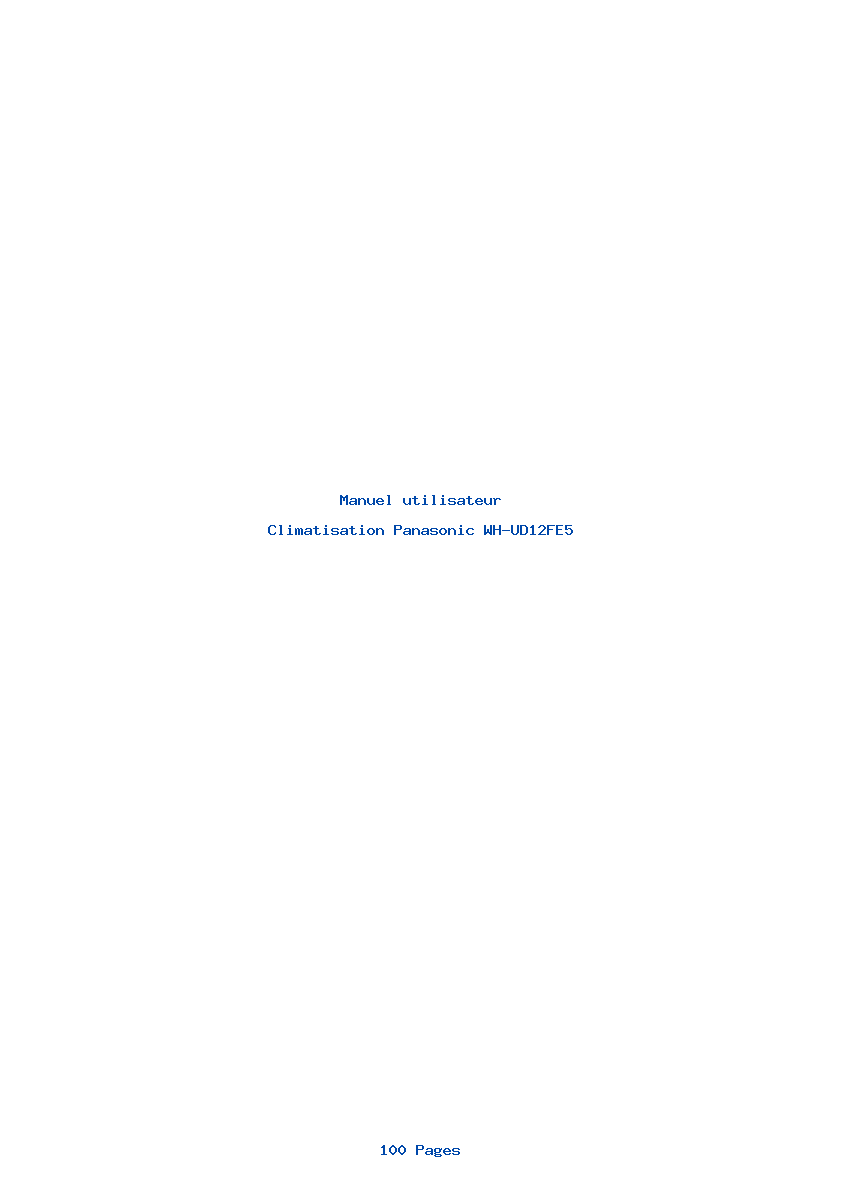 Page 1 de la notice Manuel utilisateur Panasonic WH-UD12FE5