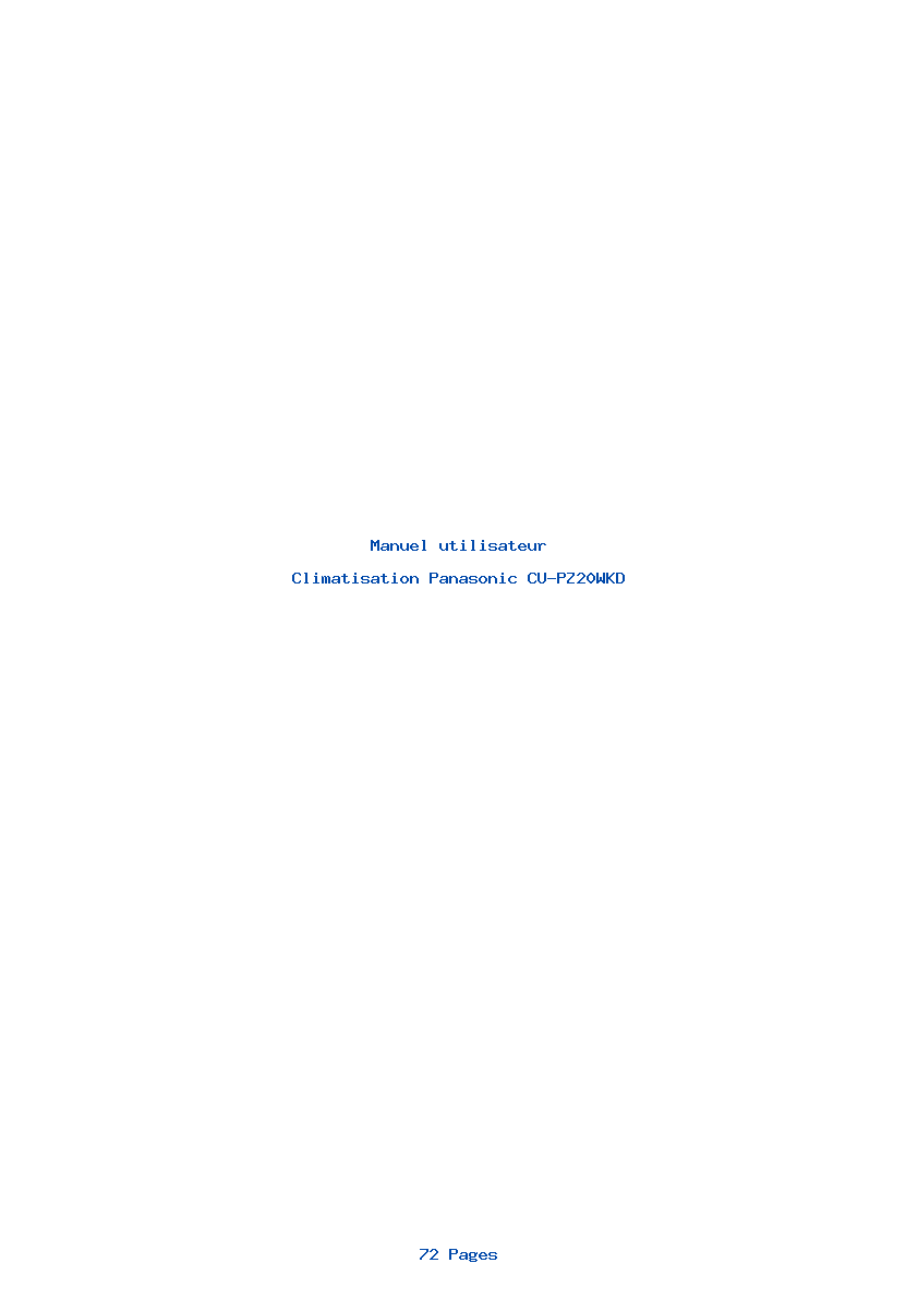 Page 1 de la notice Manuel utilisateur Panasonic CU-PZ20WKD