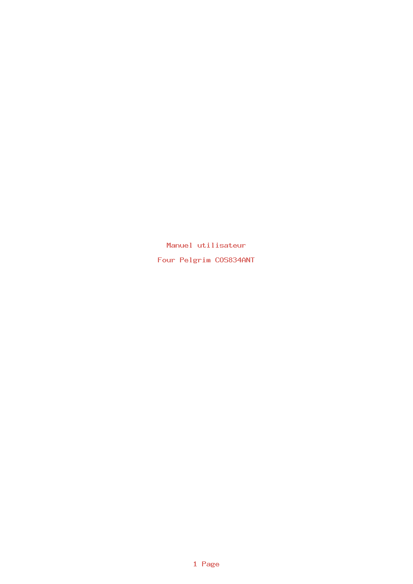 Page 1 de la notice Manuel utilisateur Pelgrim COS834ANT