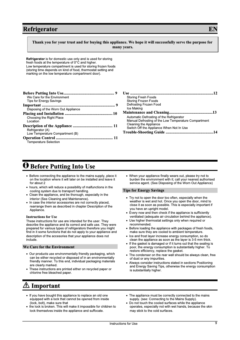 Page 1 de la notice Manuel utilisateur Gorenje R 1217 BAB