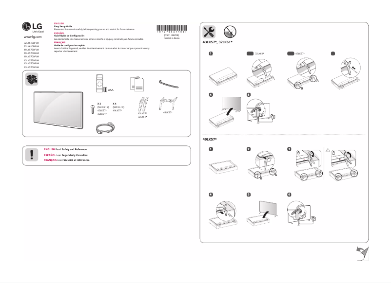 Page 1 de la notice Manuel utilisateur LG 43LK5750PUA