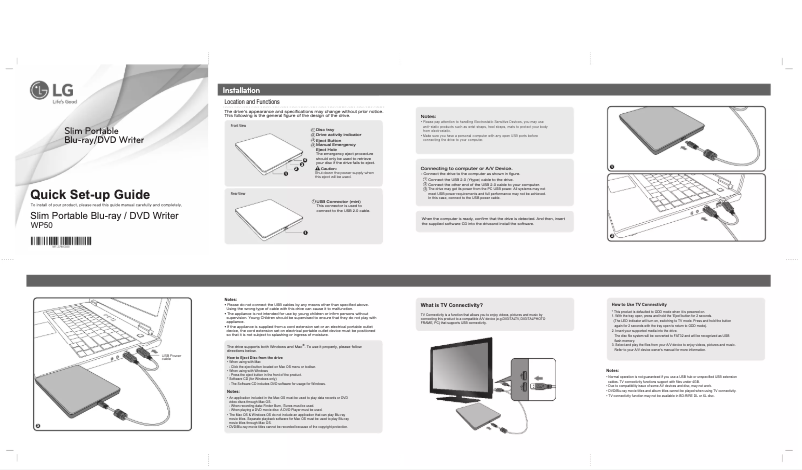 Page 1 de la notice Manuel utilisateur LG WP50NB40