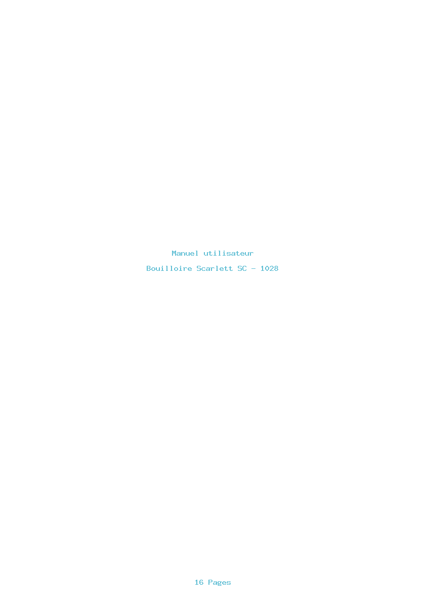 Page 1 de la notice Manuel utilisateur Scarlett SC - 1028