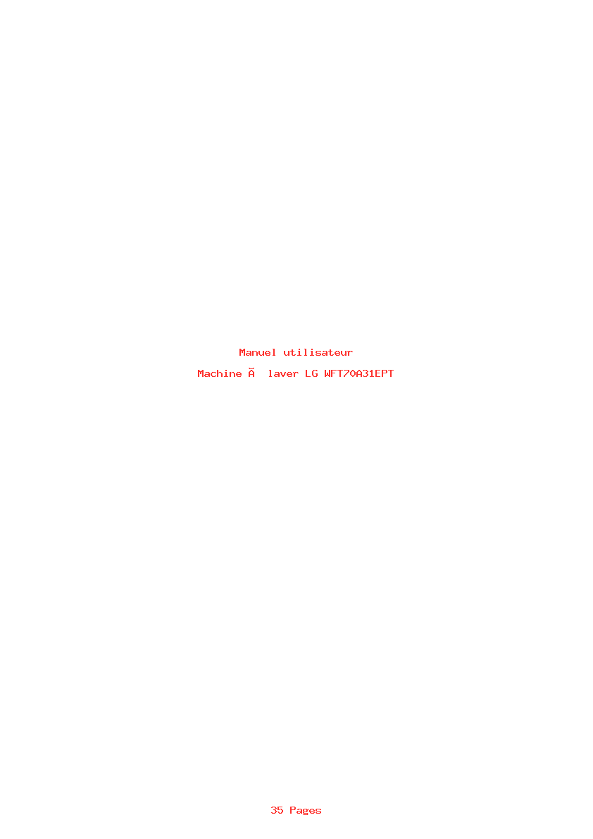 Page 1 de la notice Manuel utilisateur LG WFT70A31EPT