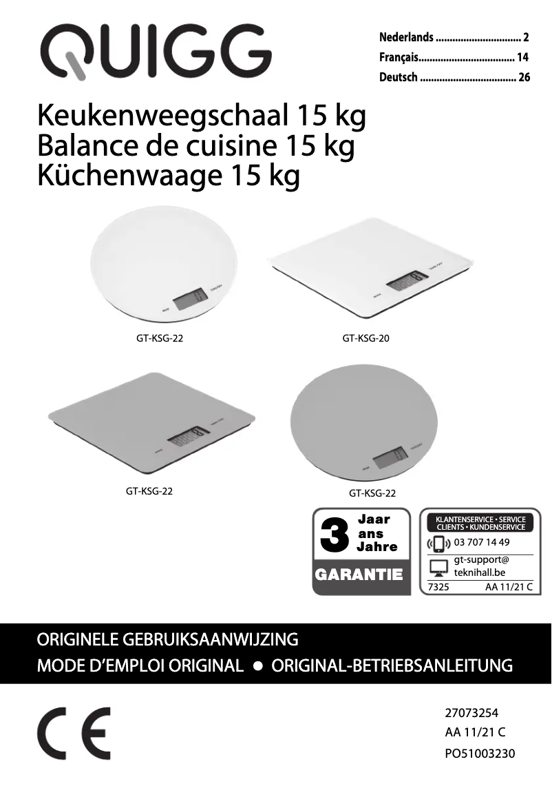 Page 1 de la notice Manuel utilisateur Quigg GT-KSG-20