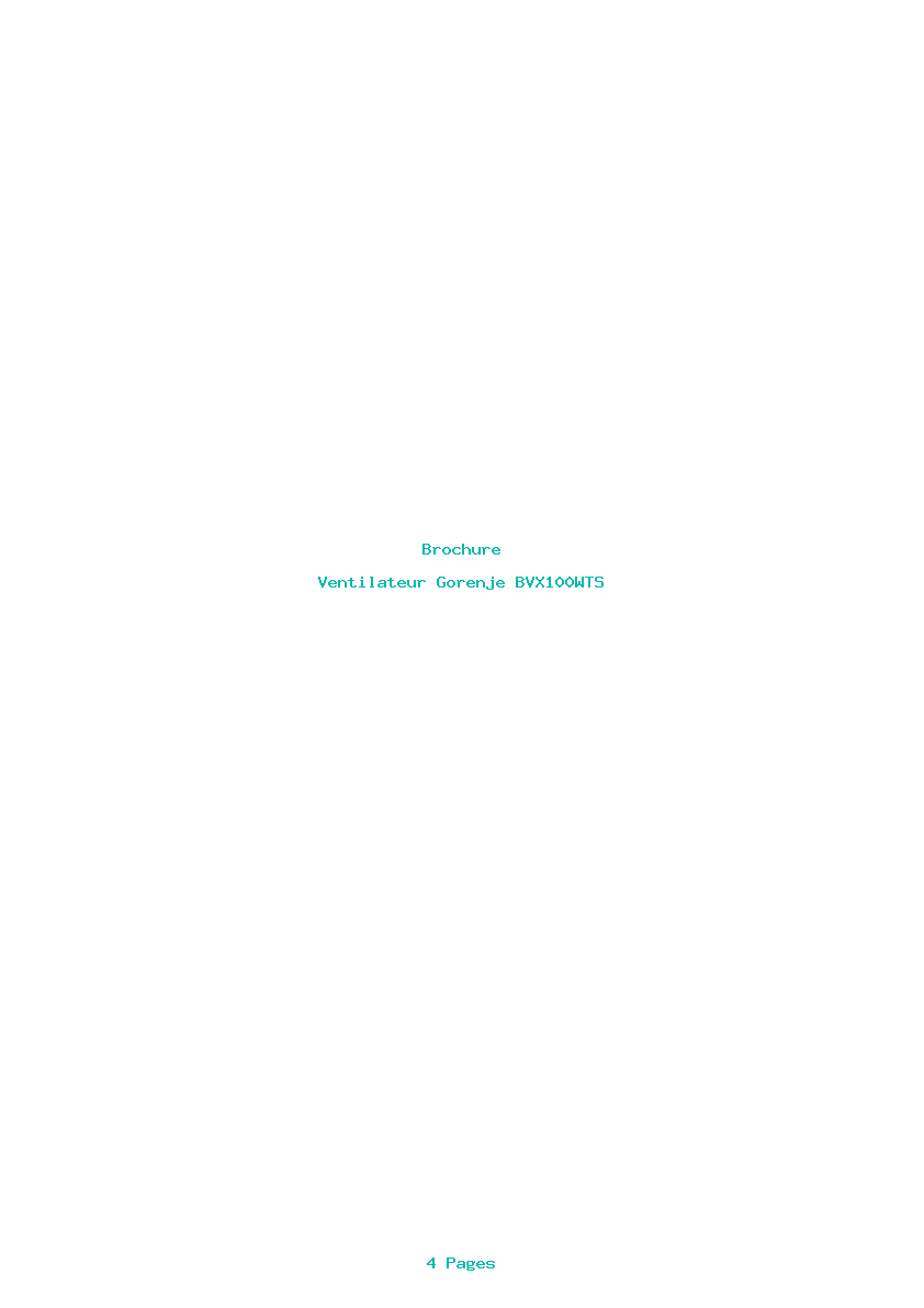 Page 1 de la notice Brochure Gorenje BVX100WTS