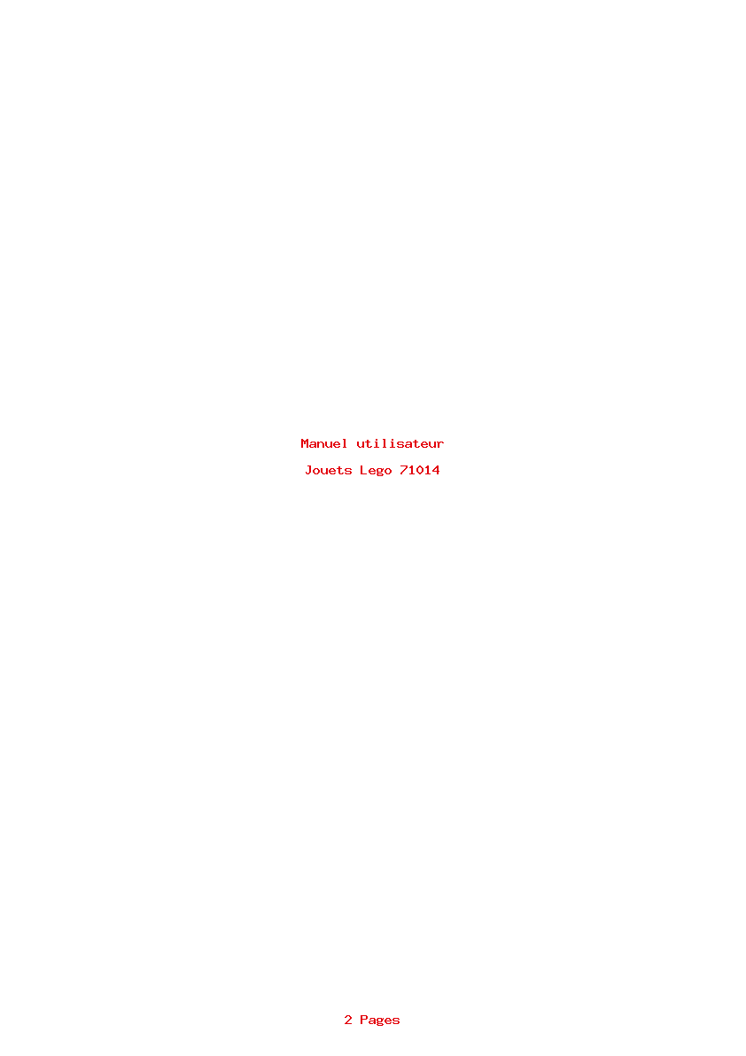 Page 1 de la notice Manuel utilisateur Lego 71014