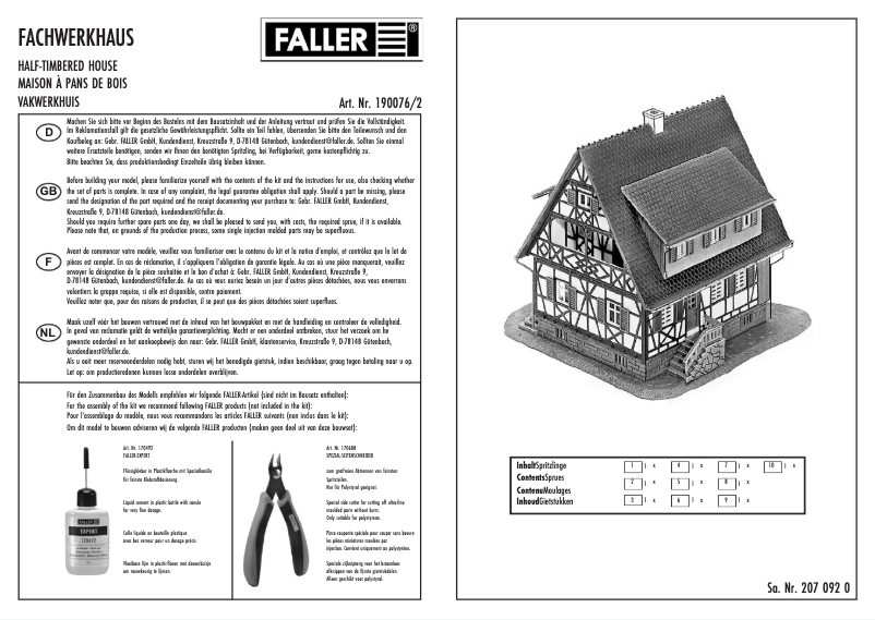 Page 1 de la notice Manuel utilisateur Faller 190076