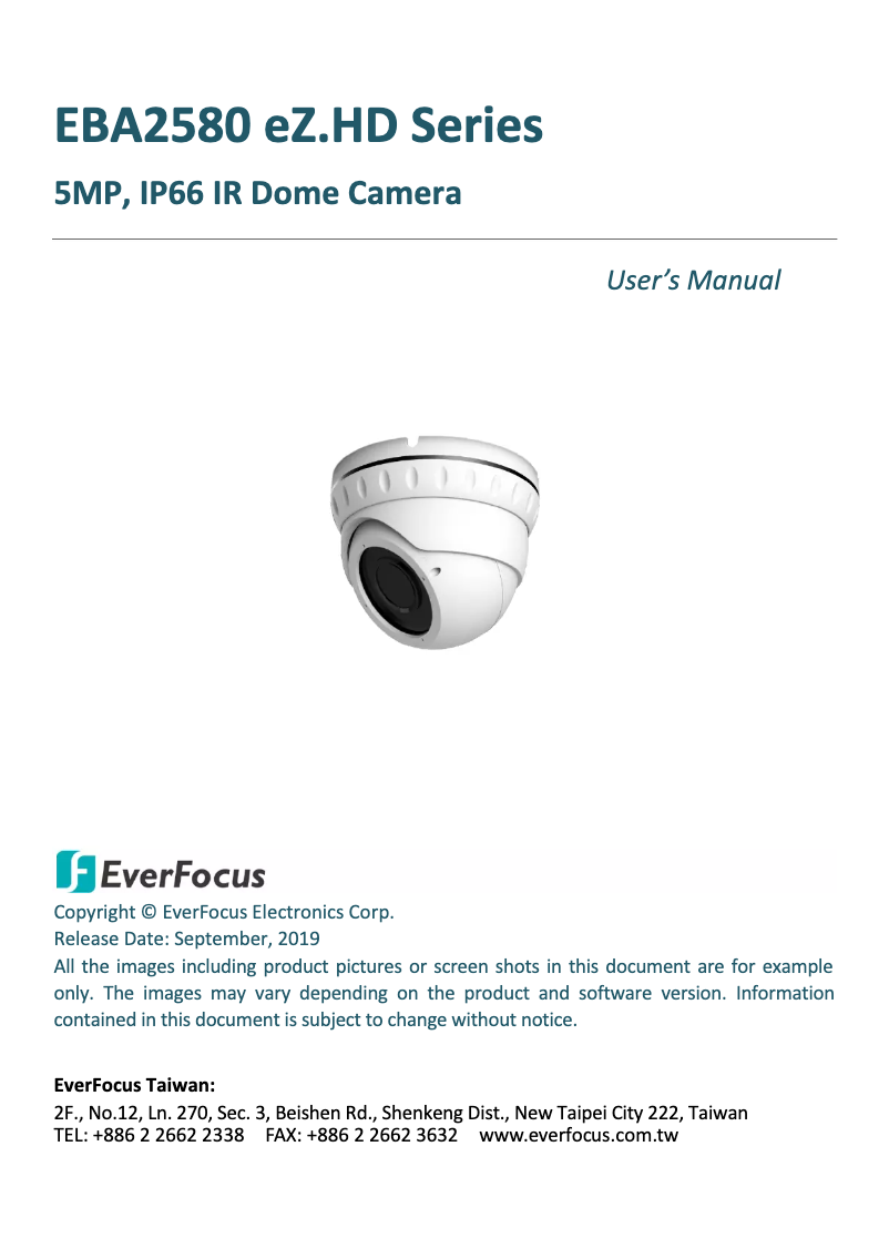 Page 1 de la notice Manuel utilisateur EverFocus EBA2580
