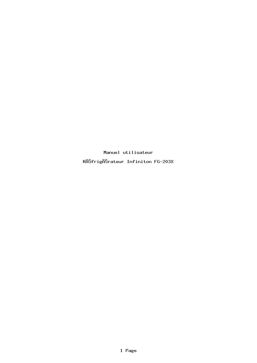 Page 1 de la notice Manuel utilisateur Infiniton FG-203X