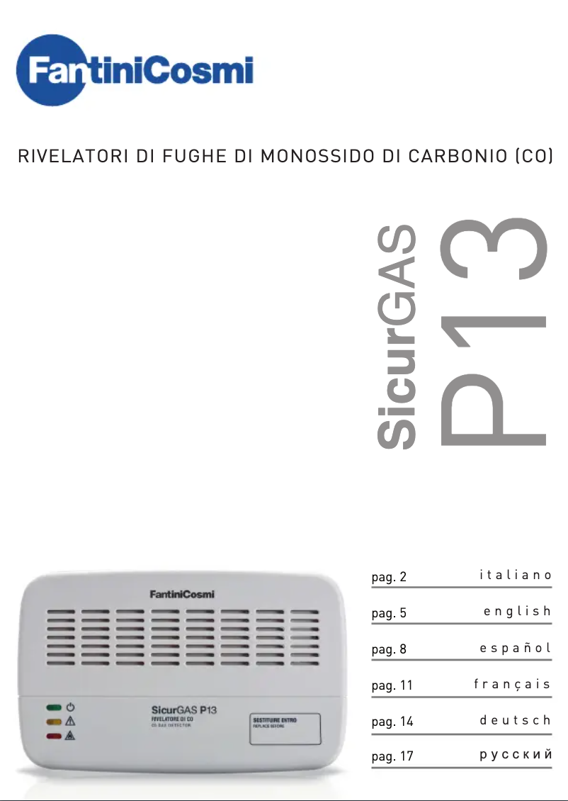 Página 1 del manual Manual de usuario Fantini Cosmi Sicurgas P13