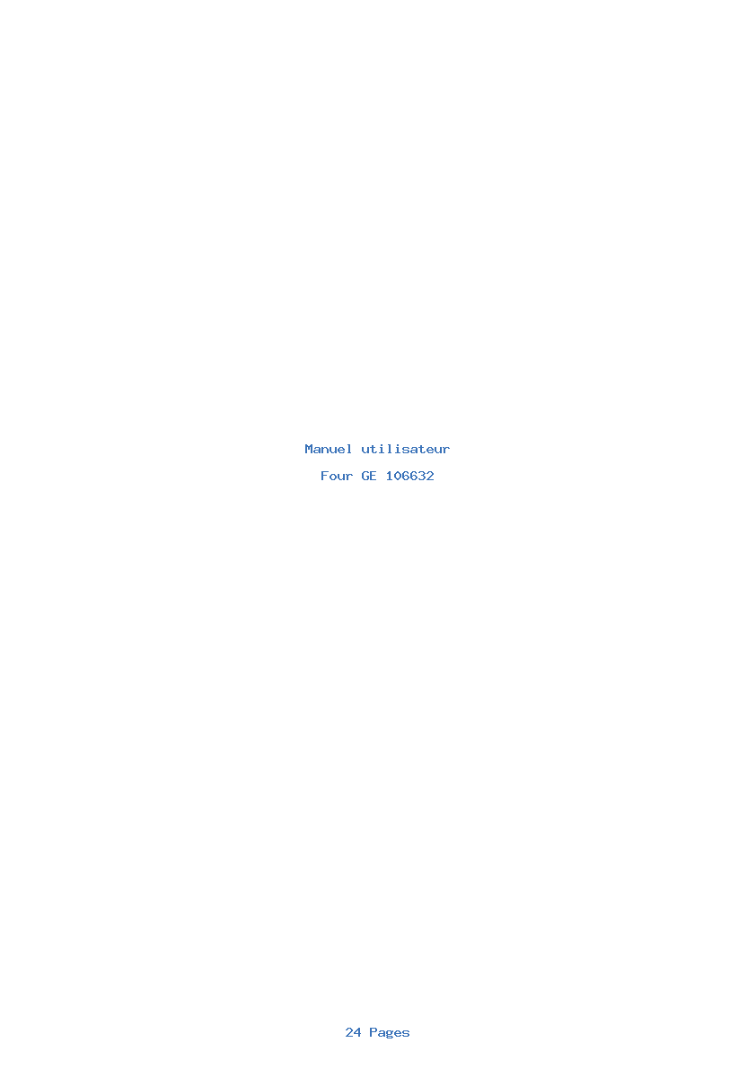 Page 1 de la notice Manuel utilisateur GE 106632