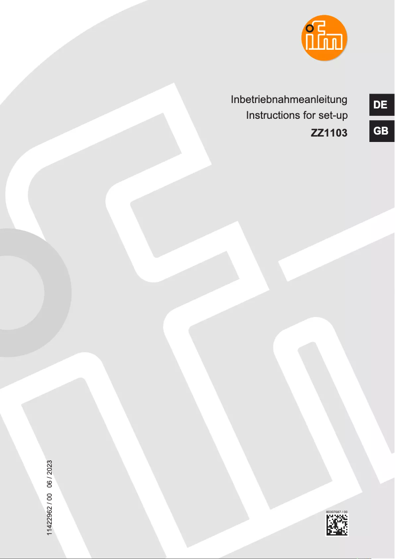 Page 1 de la notice Manuel utilisateur IFM ZZ1103