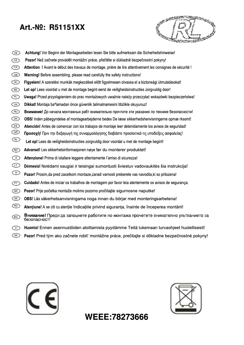 Page 1 de la notice Manuel utilisateur Trio Lighting Tommy 1