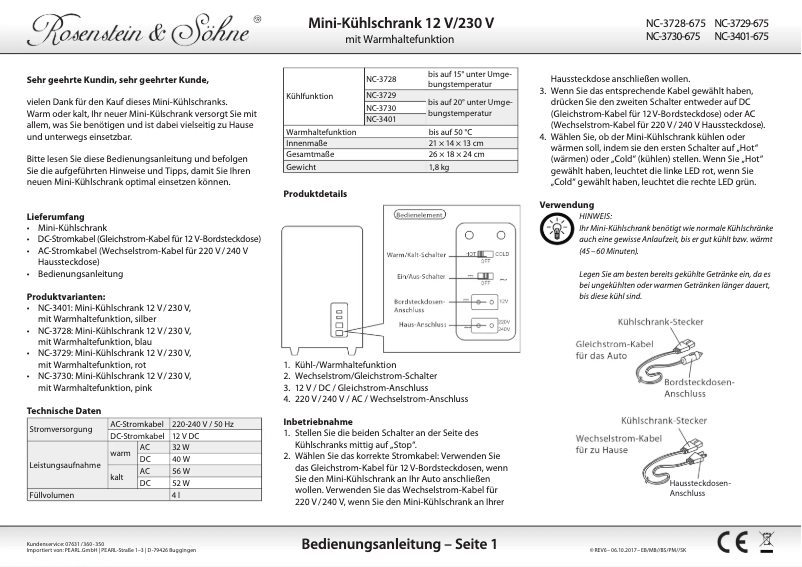 Página 1 del manual Manual de usuario Rosenstein & Söhne NC-3401-919