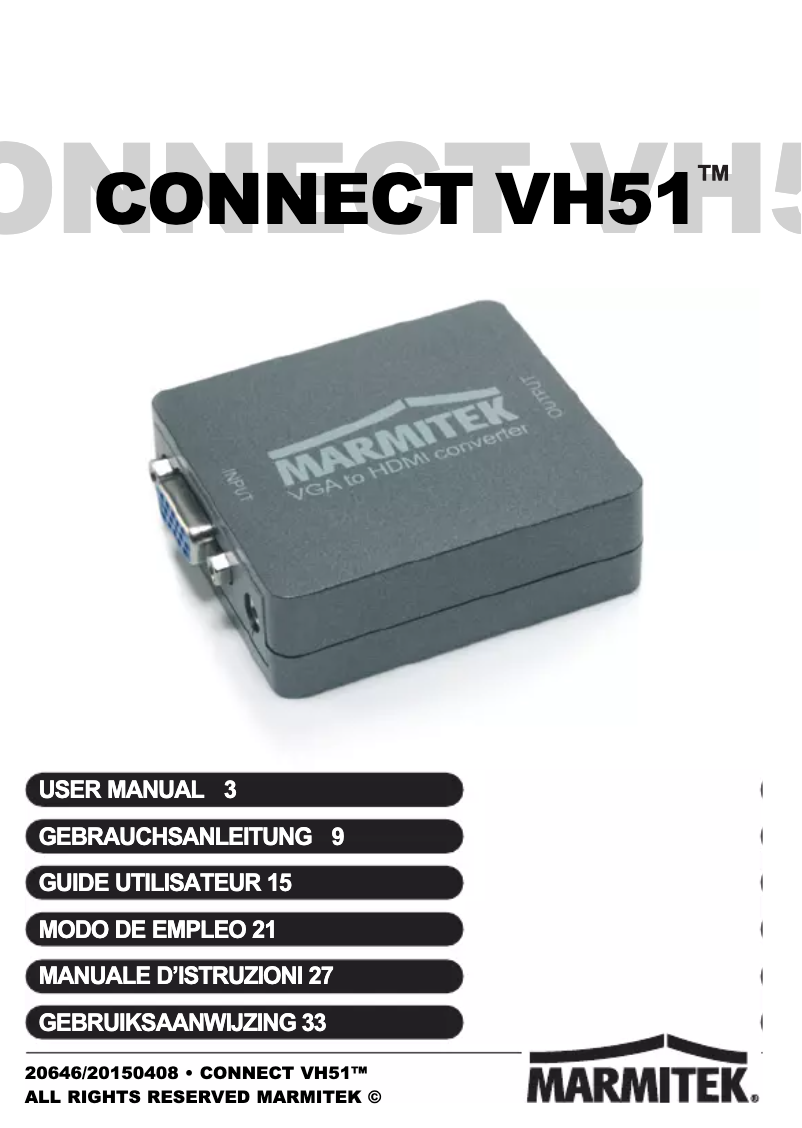 Page 1 de la notice Manuel utilisateur Marmitek VH51