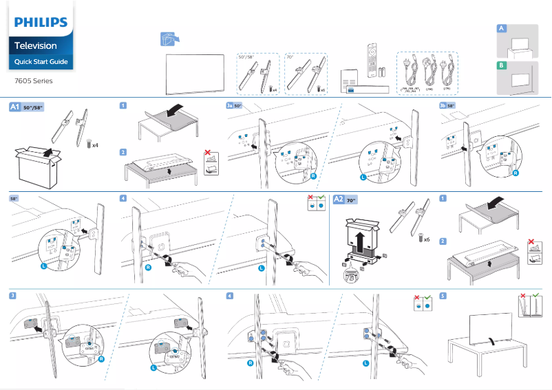 Page 1 de la notice Guide de démarrage rapide Philips 70PUT7605