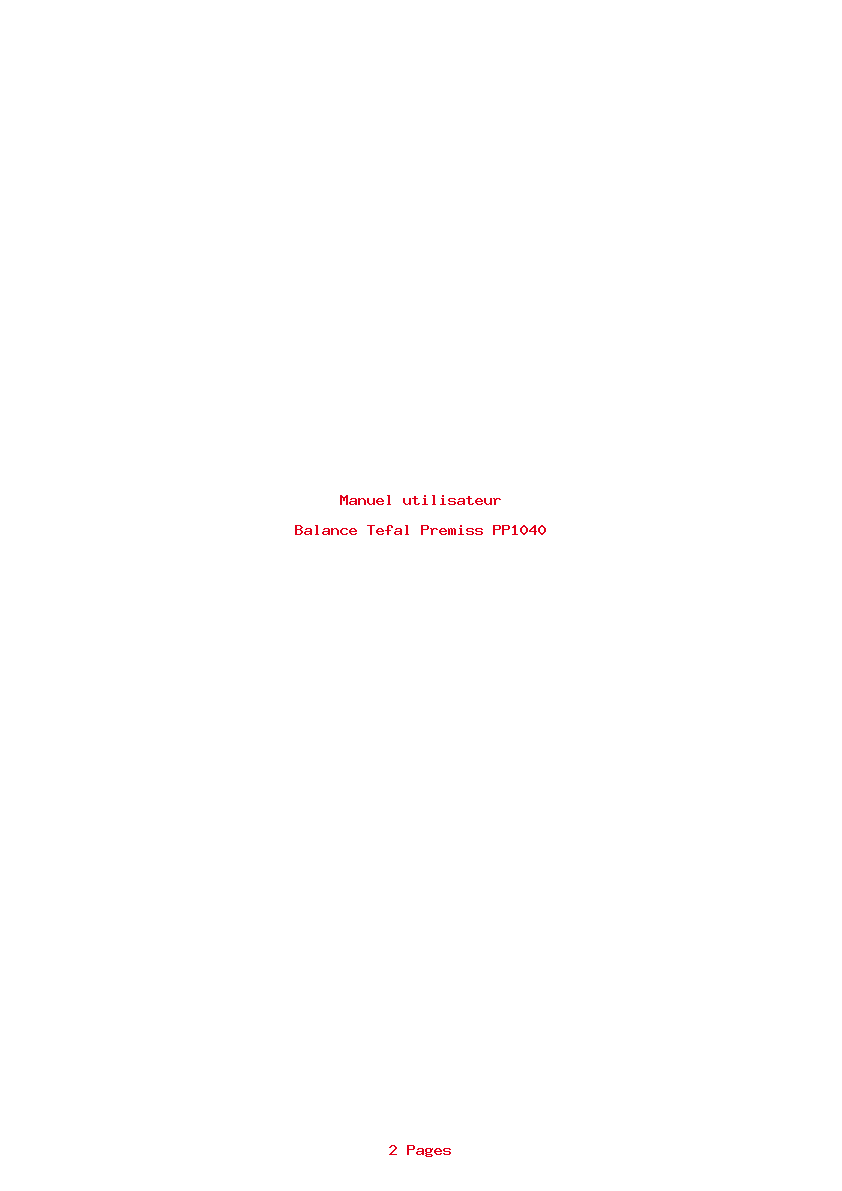 Page 1 de la notice Manuel utilisateur Tefal Premiss PP1040
