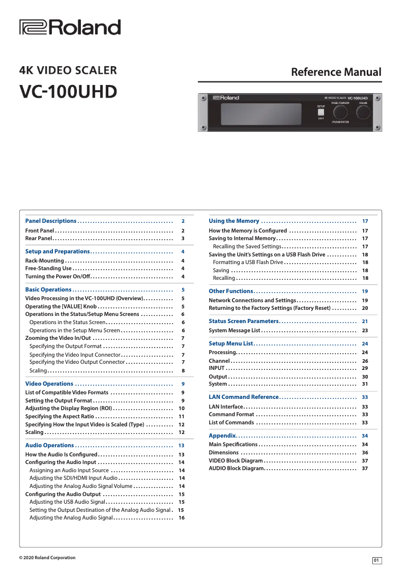 Page 1 de la notice Manuel utilisateur Roland VC-100UHD