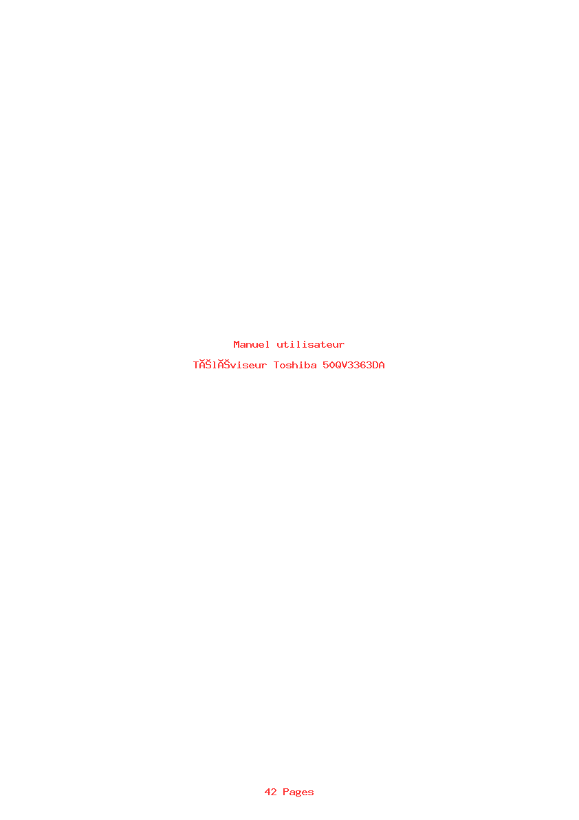 Page 1 de la notice Manuel utilisateur Toshiba 50QV3363DA