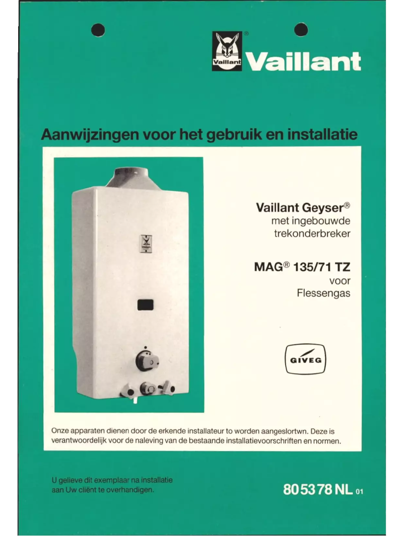 Página 1 del manual Manual de usuario Vaillant MAG 135/71 TZ