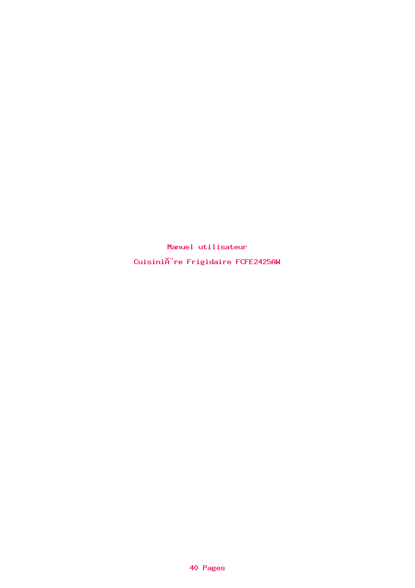 Page 1 de la notice Manuel utilisateur Frigidaire FCFE2425AW